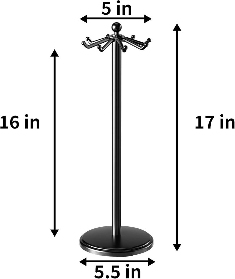 MAYZOLOP Kitchen Countertop Utensil Holder, Stainless Steel Rotatable Cooking Utensils Holder with 8 Rotating Hooks, Hanging Organizer for Spoon, Spatula, Black - Image 3